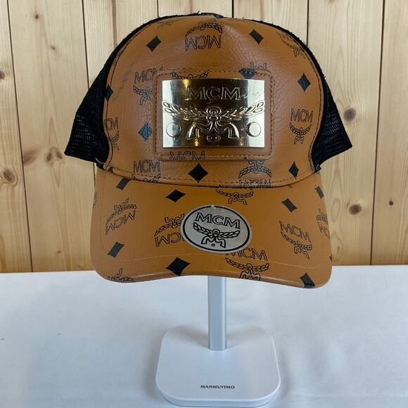 MCM Leather Baseball Cap, Brown/Black - Adjustable Sizing - Picture 1 of 8